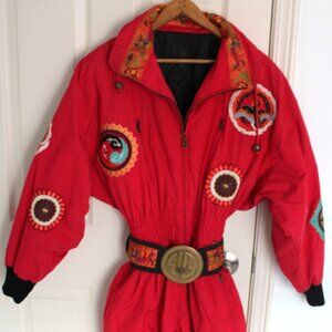 Ladies Vintage RARE BOGNER Embroidered Tribal Ski Snowboard Suit One Piece
